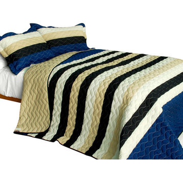Night in Forest 3PC Vermicelli-Quilted Patchwork Quilt Set (Full/Queen Size)