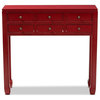 Pomme Classic and Antique Red Finished Wood Bronze Finished Accents 6-Drawer...