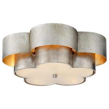 Arabelle Large Flush Mount in Burnished Silver Leaf with Frosted Acrylic