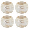 Distressed Metallic Wood Napkin Rings, Set of 4, Silver