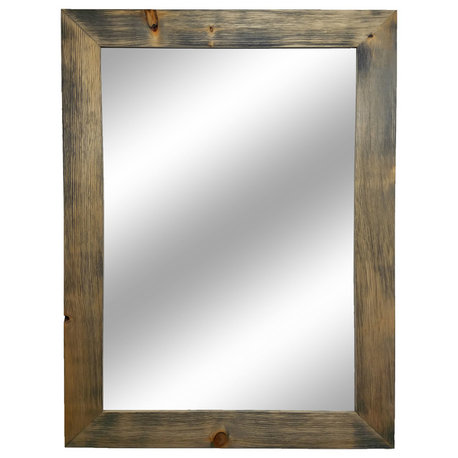 Shiplap Style Vanity Mirror, Weathered Oak, 24" X 30", Vertical