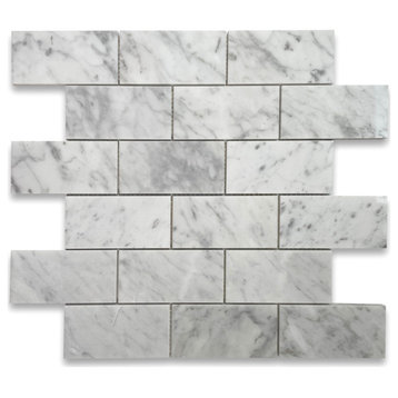 Carrara Marble 2x4 Subway Brick Mosaic Tile Polished Venato Carrera, 1 sheet