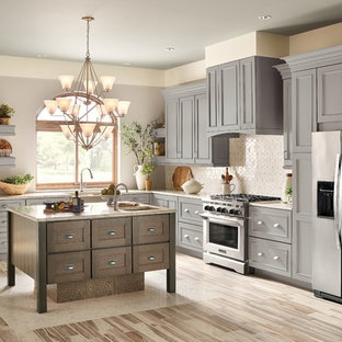 75 Beautiful Vinyl Floor Kitchen With Gray Cabinets Pictures & Ideas ...