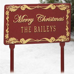 Merry Christmas Personalized Yard Stake - Holiday Decorations