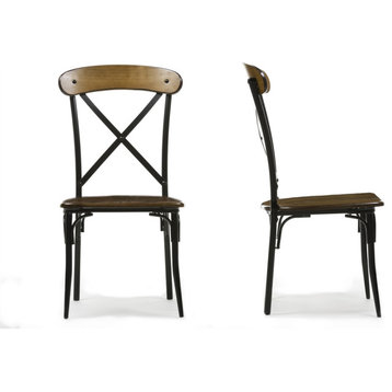 Broxburn Light Brown Wood and Metal Dining Chair, Set of 2