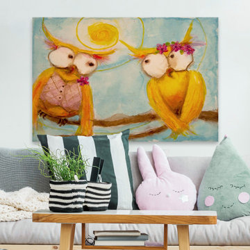 "Hoo’s Branch for Two" Painting Print on Wrapped Canvas