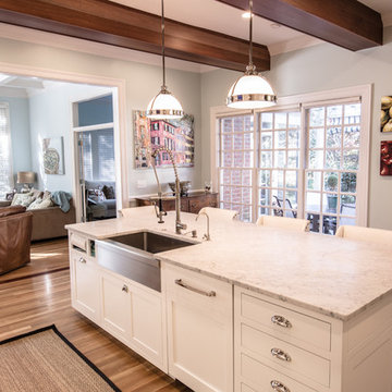 Inset Kitchen with powered remote TV over hood