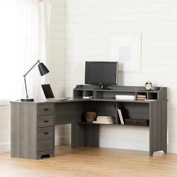 Versa L-Shaped Desk-Gray Maple-South Shore