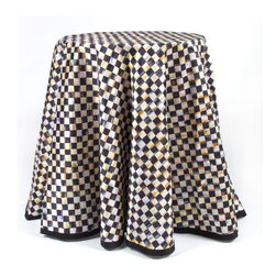 90" Round Courtly Check Tablecloth - Black Trim | MacKenzie-Childs - Tablecloths
