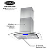 Cosmo 380 CFM Euro Stainless Steel Island Glass Range Hood With Permanent Filter, 30"