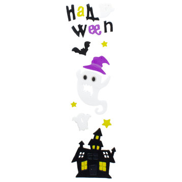 Purple and Black Haunted House Halloween Gel Window Clings