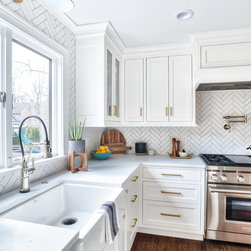 Montvale, NJ - Transitional - White U Shaped Kitchen Cabinets - Kitchen Cabinetry