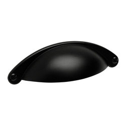 Cosmas - Cosmas 4198FB Flat Black Cabinet Bin Cup Pull, 2-1/2" Hole Centers, Set of 5 - Cabinet And Drawer Handle Pulls