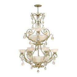 Fredrick Ramond - Barcelona Silver Leaf Nine Light Foyer Pendant with Natural Alabaster - Chandeliers