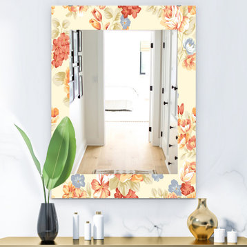 Designart Pink Blossom 28 Traditional Frameless Vanity Mirror, 24x32