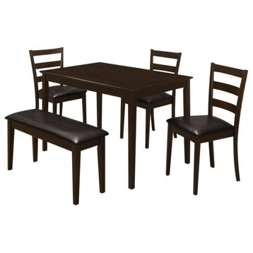 Guillen 5-piece Dining Set With Bench Cappuccino and Dark Brown
