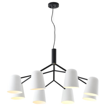 Black Metal Chandelier With White Aluminum Shades