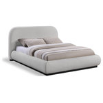 Meridian Furniture - Vaughn Bed, Gray, Queen, Chenille Fabric, Black Finish - Transform your bedroom into a cozy and inviting retreat with the Vaughn Queen Bed. With its rich grey chenille textured fabric and solid wood base in a black finish, this bed exudes a warm and inviting ambiance that will make you feel right at home. Its soft and plush surface provides a cozy and comfortable retreat, while its sturdy and durable construction ensures that you can enjoy long-lasting comfort. So go ahead, treat yourself to a restful night's sleep in this exquisite bed, and wake up feeling refreshed and rejuvenated.
