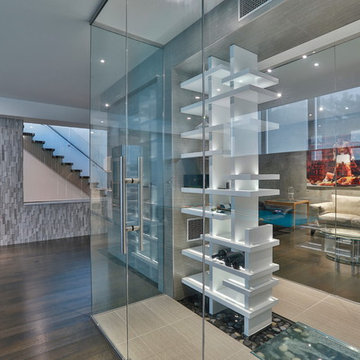 Contemporary Wine Cellar with Water Feature