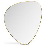 Meridian Furniture - Finch Glass Mirror With Iron Frame, Brushed Gold, 30" H - Count on this Finch gold mirror to reflect your good taste and remarkable style. This artfully designed mirror brings a bit of the art gallery to your home space with its unique shape and simple design. An iron metal frame with a brushed gold finish ensures an eye-grabbing look that instantly draws attention from the moment family and friends enter your room. Use it as a standalone focal point on a large wall or hang it above a bathroom vanity or dressing table for added oomph.