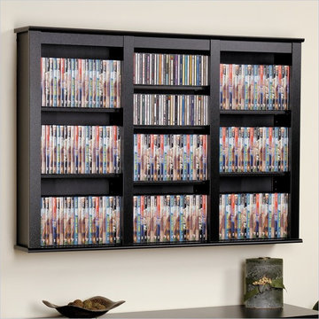 Prepac Floating Wall Triple Media Storage in Black