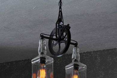 The Carriage House Large Format – Hanging Pendant Pulley Wheel Light With Recycl