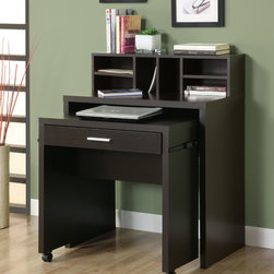 Space Saver Computer Desk - Cappuccino Hollow Core Open Storage Computer Desk - Desks And Hutches