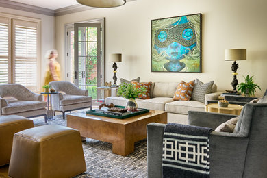 Design ideas for a transitional living room in Charlotte.