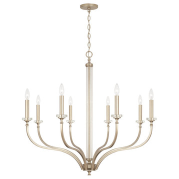 Breigh Eight Light Chandelier, Brushed Champagne