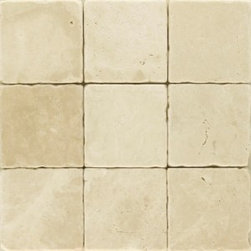 4x4 Botticino Fiorito Marble Tile Tumbled - Home Accessories & Decor