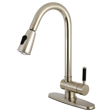 GS8898DKL Kaiser Single Handle Pull-Down Spray Kitchen Faucet,Satin Nickel