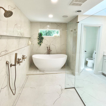 Tiled Bathroom Remodel With Shower and Tub Wet Room
