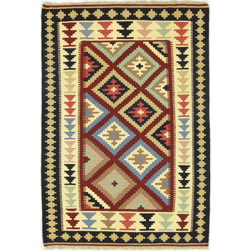 Persian Kilim Fars 4'11"x3'5" Hand Woven Oriental Rug