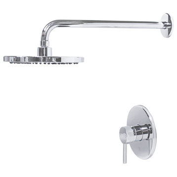 HALO Bathroom Shower Set with Rough-in Valve, Round Shower Head, Arm and Handle, Chrome