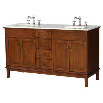 60" Contemporary Style Double Sink Bathroom Vanity, Model 301-60 SK