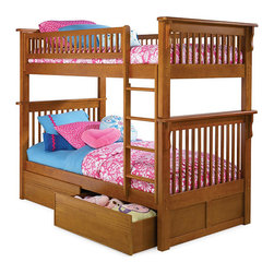 Colorado Twin over Twin Bunk Bed with Flat Panel Drawers - Bunk Beds