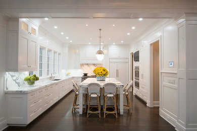 Example of a transitional kitchen design in New York