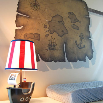 Old World Map Mural in a bedroom by Tom Taylor of Mural Art LLC