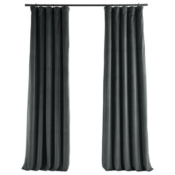 Signature Natural Gray Blackout Velvet Curtain Single Panel, 50"x120"