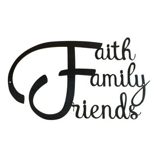 Faith Family Friends One Piece Metal Wall Art 15" x 15" 