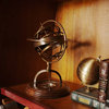 Brass Armillary With Compass On Wood Base