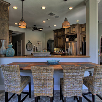 Open style kitchen with living area