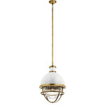Kichler - Pendant 1-Light - Fresh and stylish, the TollisTM 1-light foyer pendant is designed with a high gloss white dome, Clear Ribbed glass, and a Natural Brass finish to help set the tone for a relaxing atmosphere. in.,