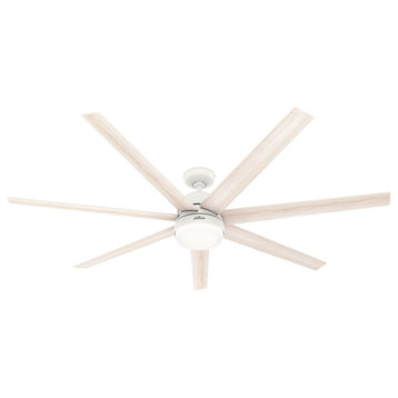 Hunter 70" WiFi Phenomenon Matte White Ceiling Fan With LED Light, Wall Control