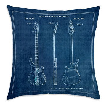 Oliver Gal "Bass Guitar Or Similar Article 1983" Pillow, 18"x18"