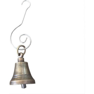 Antique Brass Bell Christmas Ornament 4'', Christmas Decoration Idea, Xmas