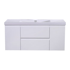 MOB 48" Wall Mounted Vanity With Reinforced Acrylic Sink, High-Gloss White