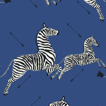 SCALAMANDRE - Zebras Wallpaper, Denim - PAPER / NON-WOVEN