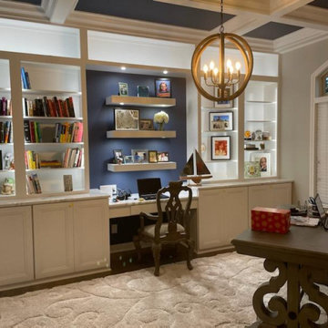 Outstanding custom office in Montgomery with coffered ceiling