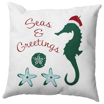 Seas and Greetings Accent Pillow, Forest Green, 26"x26"
